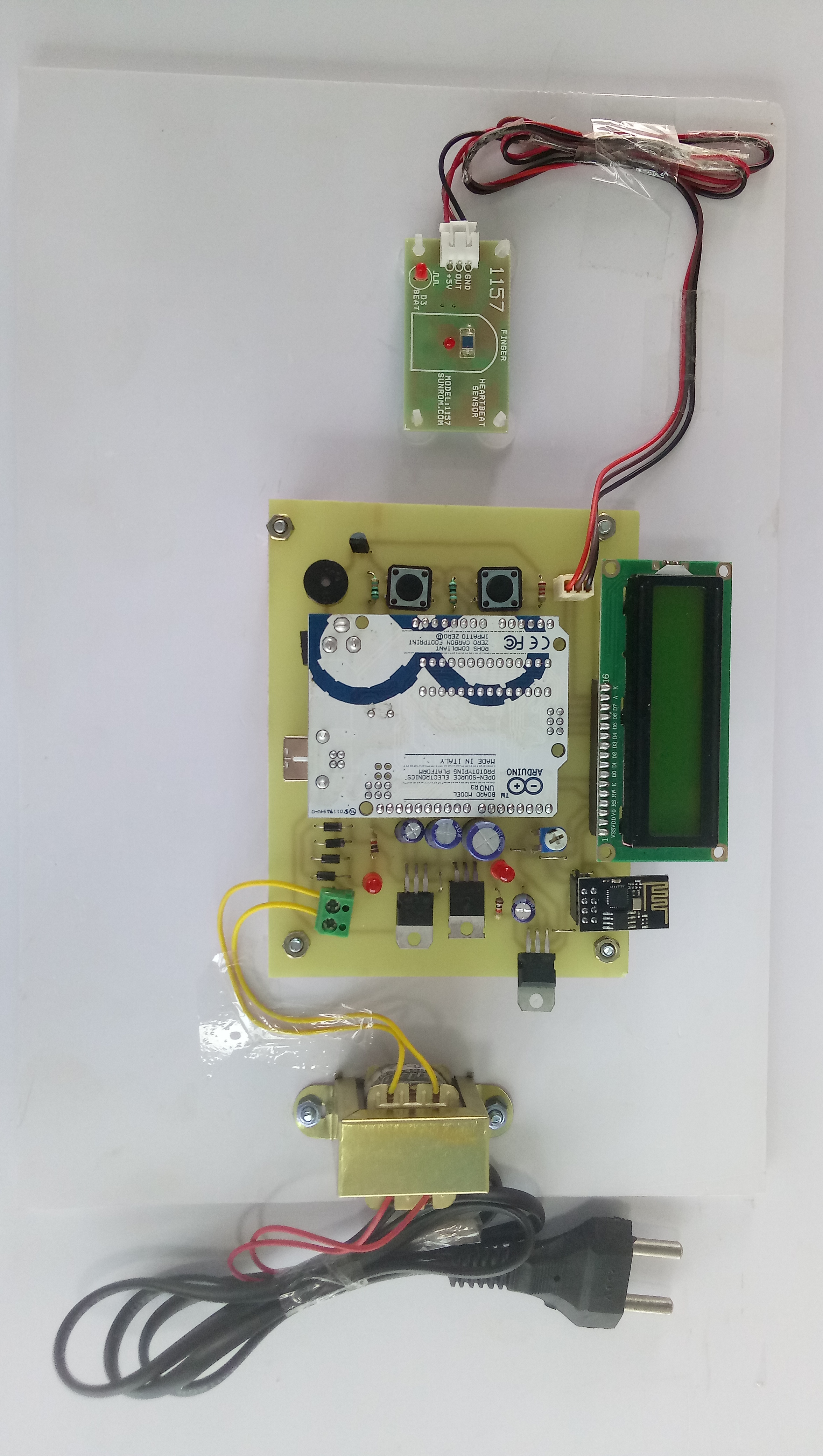 HEARTBEAT MONITORING SYSTEM OVER IOT Circuit Diagram